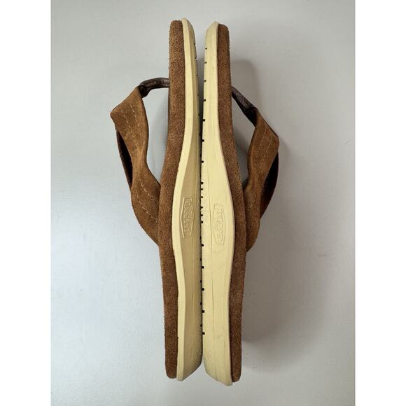 Island Slipper Suede Flip Flops Men’s Size 8 Brown Slippers Hawaiian Beach USA - Picture 6 of 7